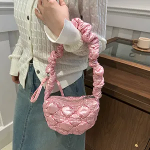 Rosa scrunchie Griff Cloud Bag, lässige leichte Damen Dumpling Schultertasche Tasche.