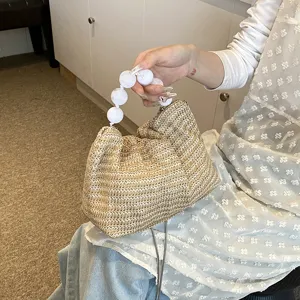 Casual große Kapazität Stroh gewebte Handtasche für Damen, trendige Sommertragetasche.