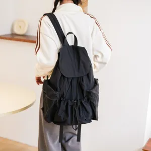 Lässiger Wasserdichter Nylon Kordelzug Rucksack Große Kapazität Schule Büchertasche Mode Reise Tagesrucksack Für Damen