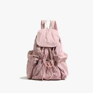 Rosa Kordelzug Freizeit Rucksack fur Studenten, grosse Kapazitat gewaschener Stoff Schultasche
