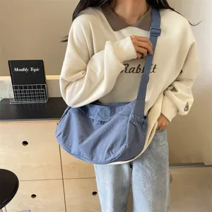 Damen Nylon Umhängetasche Sommer leicht lässig einfarbig Schultertasche große Kapazität