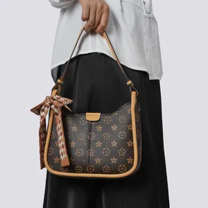 Damen schultertasche braun monogramm hobo tasche stilvolle sattel handtasche schleife