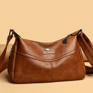 Damen Grosse Kapazität Umhängetasche PU Leder Lässig Weiche Satchel Tote Tasche Vintage Handtasche Tägliches Pendeln