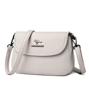Echtleder kleine Umhängetasche für Damen, stilvolle Schultertasche mit Metall-Logo.