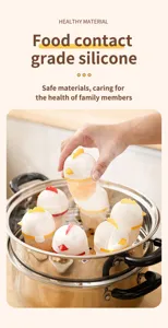 Creative non-stick silicone egg boiling cup, cute chick shape, high temperature resistant.