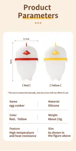 Silicone egg cooker cartoon chick shape heat resistant kitchen tool red yellow two colors detail