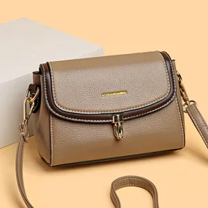 Damen Vintage PU Leder Umhängetasche stilvolle kleine quadratische Handtasche für Alltag