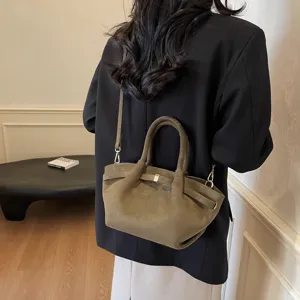 Vintage Wildleder Damen Umhängetasche stylische Crossbody Shopper Tasche Herbst Winter Handtasche