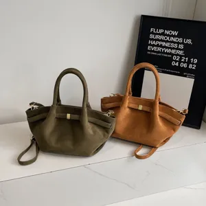 Wildleder Retro Damen Umhaengetasche laessige Shopper Handtasche Herbst Winter Mode