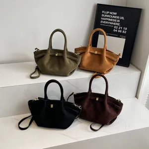 Retro Wildleder Umhängetasche für Damen, große Kapazität Shopper und Crossbody Bag.