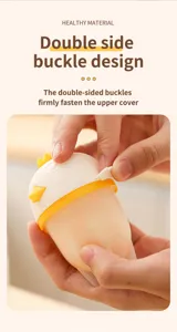 Cute chick silicone egg boiler cup with double side buckle design for easy cooking.