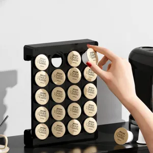 Scaffale Porta Capsule Caffè da Parete in Plastica Senza Foratura Supporto Organizer per Cialde di Caffè per K-Cup Cucina Moderna