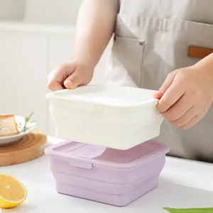 Contenitore per alimenti pieghevole in silicone portatile microonde per viaggi all aperto