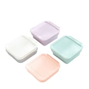Set di ciotole in silicone pieghevoli portatili, contenitore per alimenti da campeggio.