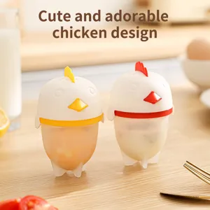 Silicone Egg Cooker Cute Cartoon Chicken Egg Boiler Non-Stick Reusable High Temperature Resistant Kitchen Cooking Tool