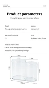 Transparente Doppelzylinder Aufbewahrungsbox Detailansicht mit genauen Maßen und Produktspezifikationen.