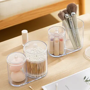 Transparenter Acryl Kosmetik Organizer mit Deckel, vielseitige Tisch Aufbewahrungsbox.
