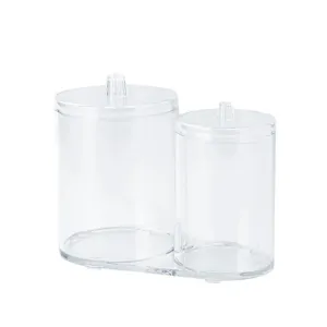 Transparente Acryl Doppel Zylinder Wattepad Aufbewahrungsbox mit staubdichtem Deckel Kosmetik