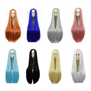 Anime Cosplay Lang Stijgende Pruik Midden Scheiding Hittebestendige Synthetische Vezel