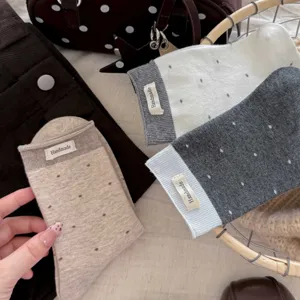Chaussettes slouch à pois rétro françaises femmes printemps étiquette en tissu chaussettes