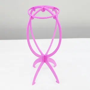 Support de perruque en plastique rose amovible affichage vue principale coiffure