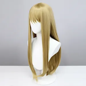 Blonde lange steil pruik met pony, ideaal voor cosplay, verkleedpartijen en dagelijks gebruik.