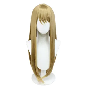 Gouden lange ste Dames pruik voor vrouw cosplay kostuum anime karakter hittebestendig haar