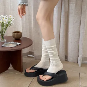 Airy hollow slouchy socks for women, spring summer leg warmers, stylish layered tube socks.