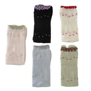 Chaussettes d'orteil fines d'été pour femmes respirantes creuses dentelle noeud ruban