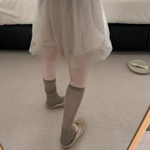 Korean style thin stirrup stacked socks for women, versatile spring summer footwear accessories.