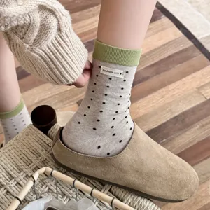 Calze a metà polpaccio in cotone a pois carini da donna autunno abbigliamento casual