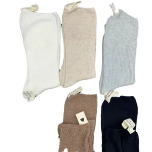 Calze donna maglia slouchy polpaccio colore unito a coste casual autunno stile