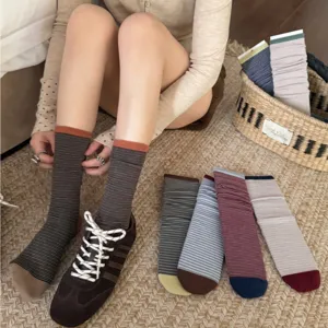 Retro college stijl contrast streep middelhoge sokken gezellige casual dagelijks herfst
