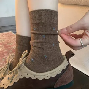 Calze a Metà Polpaccio Floreali Retro da Donna Puro Cotone Vintage Casual Calze Slouch