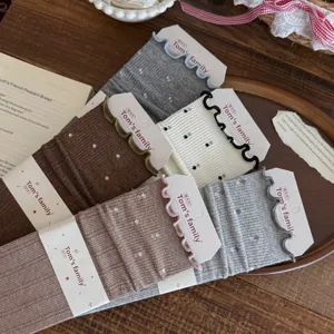 Calzini autunnali da donna volant pois morbidi lavorati a maglia estetica vintage accoglienti