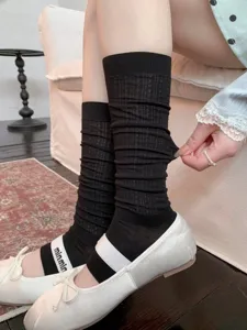 Ballet style women mid-calf mesh breathable socks cute stackable leg warmers for summer