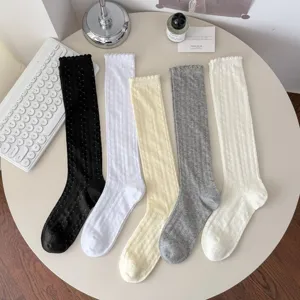 Japanischer Stil Mesh hohle lange Strümpfe Set, atmungsaktive dünne Kniestrümpfe für Frauen.