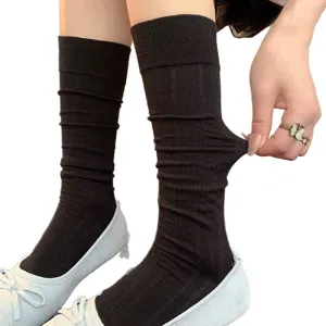 Sommer dünne einfarbige vertikale Streifen Wadenstrümpfe japanisch süße atmungsaktive Socken