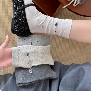 Korean style egg embroidered women socks cute polka dot mid-tube socks fashion daily wear