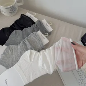 Sheer slouch socks for women, breathable thin ballet style leg warmers in multiple colors.