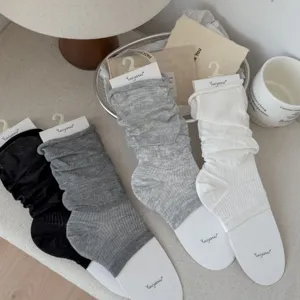 Women thin scrunch socks ballet style silk leg warmers casual summer socks set 4 pairs