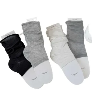 Women summer thin mulberry silk footless stacking socks comfortable ballet style hosiery