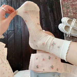 Calze medie a rete con piccoli fiori giapponesi donna traspiranti stile balletto