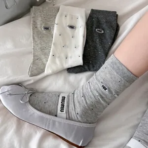 Korean style egg embroidered polka dot mid-tube women socks sweet versatile daily
