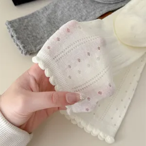 Weiße Ballett JK Netz Overknees Socken, atmungsaktive hohle Frühlings Sommer WadenSocken.
