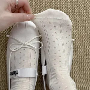 Weiße Ballett-Stil JK hohle Mesh atmungsaktive dünne lange Socken für Damen Sommer Mode