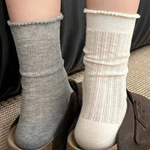 Femmes printemps été chaussettes fines unies maille ajourée douces respirantes tendance
