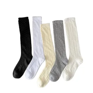 Japanische JK Kniestrümpfe mit Netzmuster, atmungsaktive lange Socken mit Rüschen.
