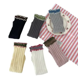 Colorblock Ruffled Socks Women Japanese Retro Sweet Cotton Mid-Tube Socks Main View