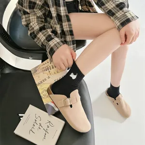 Cute cat embroidery cotton short socks women casual college style comfortable ankle socks